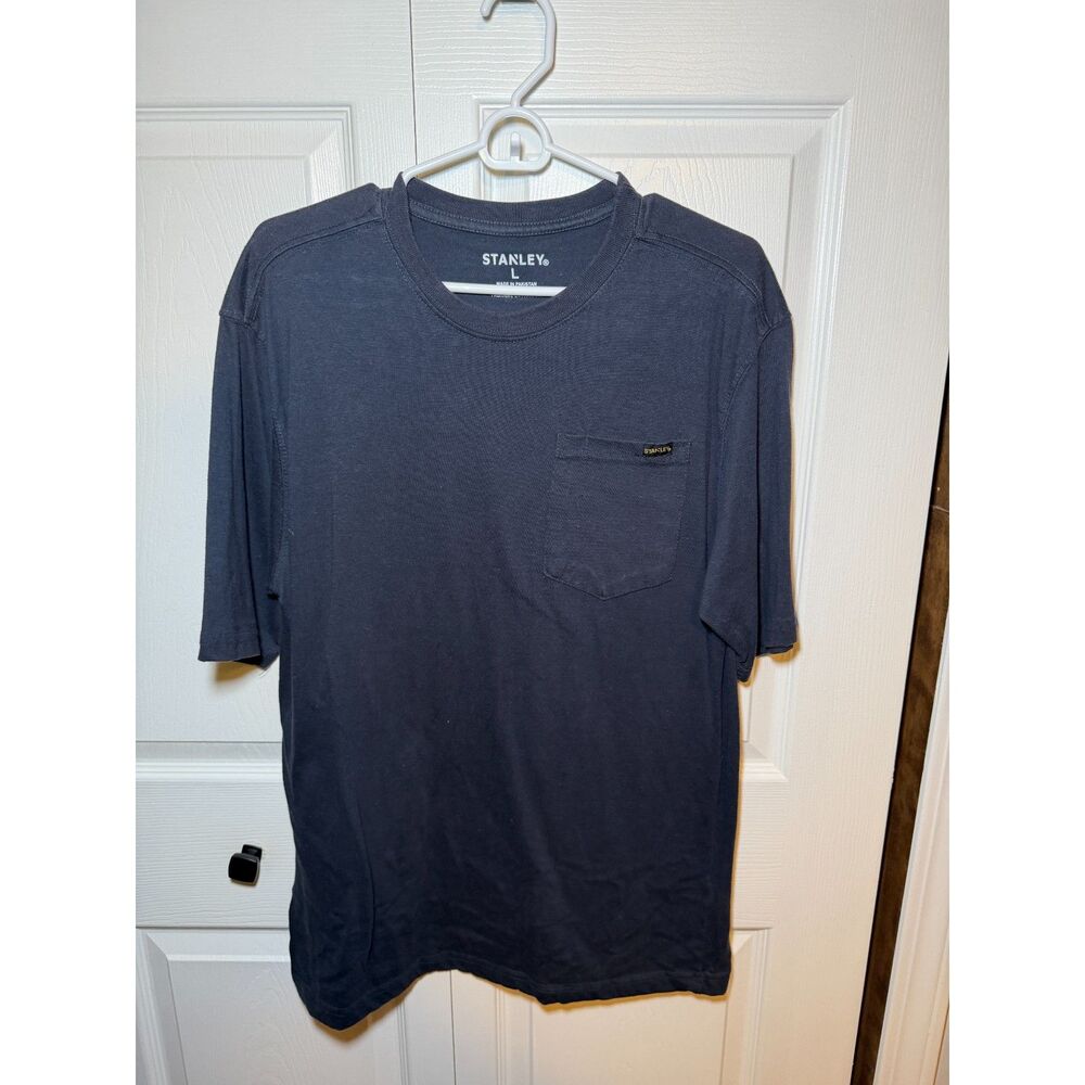 Stanley Men's Large Navy Pocket T-Shirt Short Sleeve Crew Neck Cotton Blend